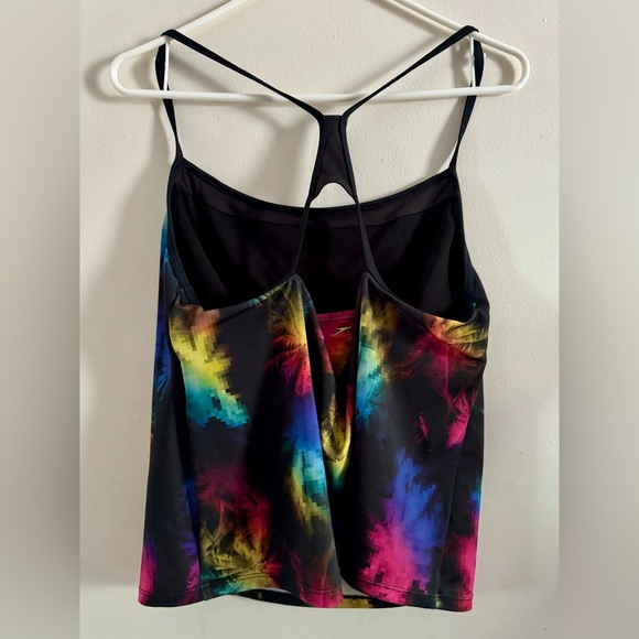 Speedo Women’s Athletic Swim Tank Top Pink Black Bathing Suit Racer Back Plus XL - Picture 2 of 9